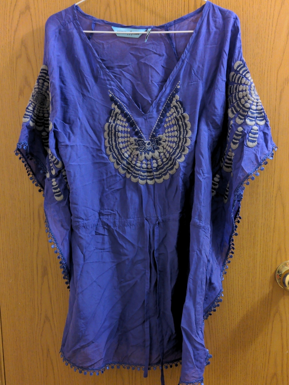 Marciano By Guess Embroidered Purple Boho Tunic Top